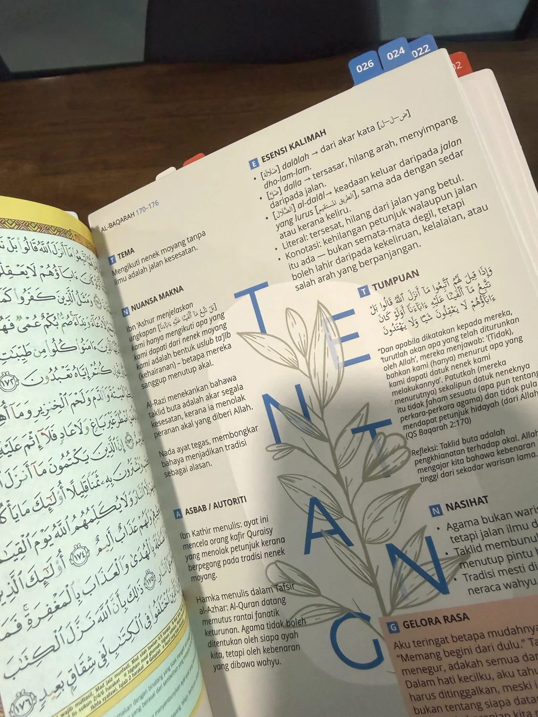 Kad Refleksi al-Quran terselit di antara halaman mushaf